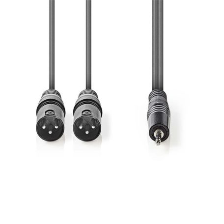 Nedis COTH15310GY15 balanced/szimmetrikus félprofi XLR audio kábel, 2x XLR 3 tűs dugó | 3,5 mm sztereo jack dugó, 1,5m