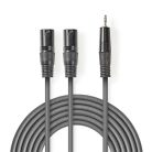 Nedis COTH15310GY30 balanced/szimmetrikus félprofi XLR audio kábel, 2x XLR 3 tűs dugó | 3,5 mm sztereo jack dugó, 3m