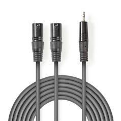   Nedis COTH15310GY30 balanced/szimmetrikus félprofi XLR audio kábel, 2x XLR 3 tűs dugó | 3,5 mm sztereo jack dugó, 3m