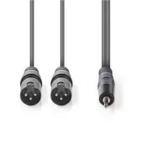   Nedis COTH15310GY30 balanced/szimmetrikus félprofi XLR audio kábel, 2x XLR 3 tűs dugó | 3,5 mm sztereo jack dugó, 3m