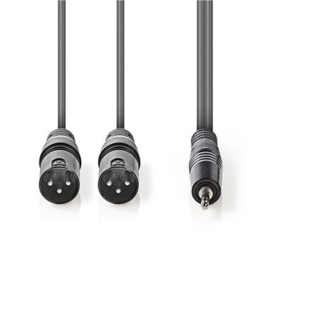 Nedis COTH15310GY30 balanced/szimmetrikus félprofi XLR audio kábel, 2x XLR 3 tűs dugó | 3,5 mm sztereo jack dugó, 3m