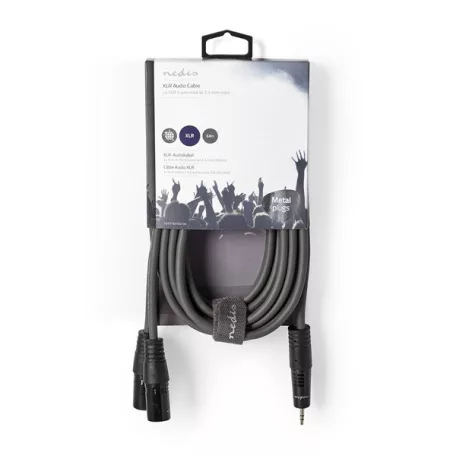 Nedis COTH15310GY30 balanced/szimmetrikus félprofi XLR audio kábel, 2x XLR 3 tűs dugó | 3,5 mm sztereo jack dugó, 3m