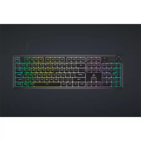 CORSAIR Vezetékes Billentyűzet Gaming, K55 CORE RGB, Médiavezérlő gombok, Cseppálló, US, fekete