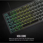 CORSAIR Vezetékes Billentyűzet Gaming, K55 CORE RGB, Médiavezérlő gombok, Cseppálló, US, fekete