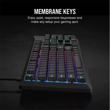 CORSAIR Vezetékes Billentyűzet Gaming, K55 CORE RGB, Médiavezérlő gombok, Cseppálló, US, fekete