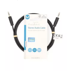   Nedis CAGL22000BK15 sztereo audio kábel, 3,5 mm jack dugó - 3,5 mm jack dugó, 1,5 m