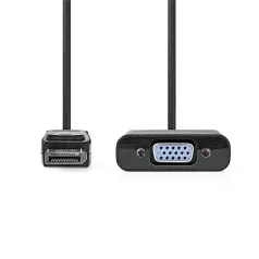   Nedis CCGB37351BK02 displayport dugó - VGA aljzat adapter, 1080p, 0.20 m