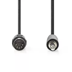   Nedis CAGL20100BK10 audio kábel 5p DIN dugó - 3,5mm szereo jack dugó, hossz 1m