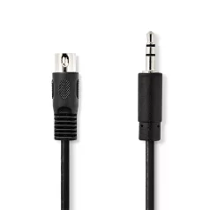  Nedis CAGL20100BK10 audio kábel 5p DIN dugó - 3,5mm szereo jack dugó, hossz 1m