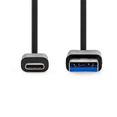  Nedis CCGL61600BK10 USB kábel, USB 3.2 Gen 1, USB-A dugó - USB-C dugó, 15 W | 5 Gbps, 1 m