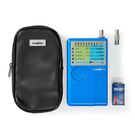 Nedis NWCTM100BU LAN kábel teszter RJ45, RJ11, BNC és USB AB