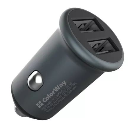 COLORWAY Autós töltő, CW-CHA036Q-GR 2USB Quick Charge 3.0 (36W) szürke