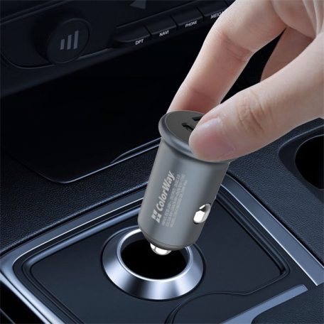 COLORWAY Autós töltő, CW-CHA036Q-GR 2USB Quick Charge 3.0 (36W) szürke