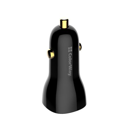COLORWAY Autós töltő, CW-CHA046PD-BK Power Delivery Port PPS USB (USB-A + USB-C) (60 W) Fekete
