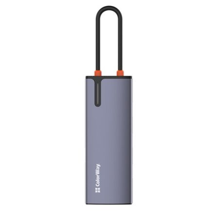 COLORWAY USB-elosztó (dokkolóállomás) CW-HUB03, USB-C 6-B-1 Type C PD 100W/USB3.0x3/USB2.0/RJ45