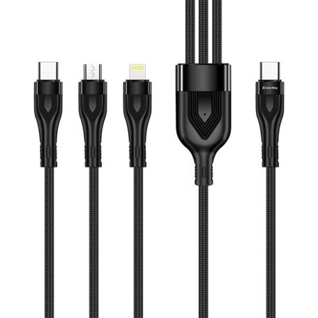 COLORWAY Kábel Type-C CW-CBPDU3060-BK, 3B1 (Lightning+MicroUSB+Type-C) 3.0A (PD60W adatok) 1.2 fekete