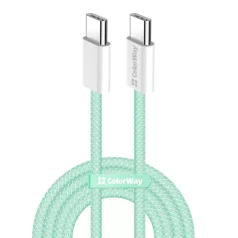   COLORWAY Kábel Type-C CW-CBPDCC061-G, fonott pamut, PD Fast Charging 60W, 3,0A 1M zöld