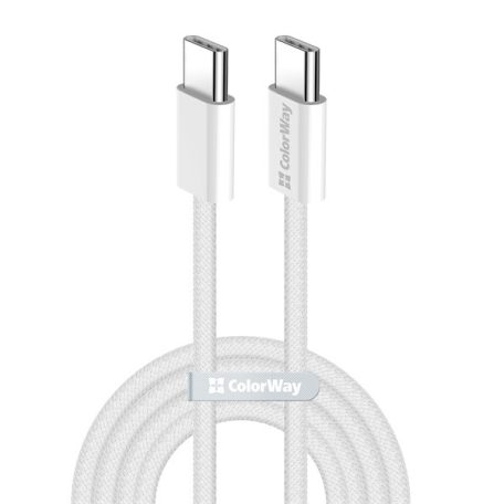 COLORWAY Kábel Type-C CW-CBPDCC061-GR, fonott pamut, PD Fast Charging 60W, 3,0A 1M szürke
