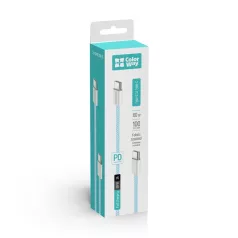   COLORWAY Kábel Type-C CW-CBPDCC061-BL, fonott pamut, PD Fast Charging 60W, 3,0A 1M kék