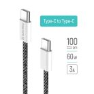 COLORWAY Kábel Type-C CW-CBPDCC061-BK, fonott pamut, PD Fast Charging 60W, 3,0A 1M fekete