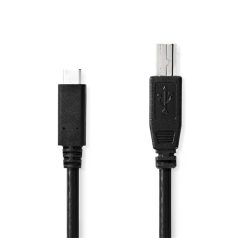   Nedis CCGB60650BK20 USB-C dugó - USB- B dugó (USB C - USB B) kábel, 480 Mbps, 2m