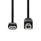 Nedis CCGB60650BK20 USB-C dugó - USB- B dugó (USB C - USB B) kábel, 480 Mbps, 2m