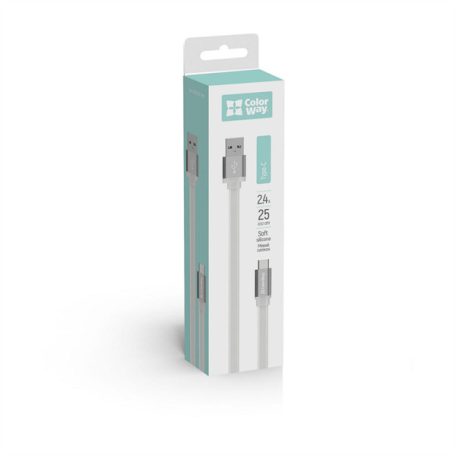 COLORWAY Kábel, USB dugasz Type-C CW-CBUC001-WH, dugó, 25 CM fehér
