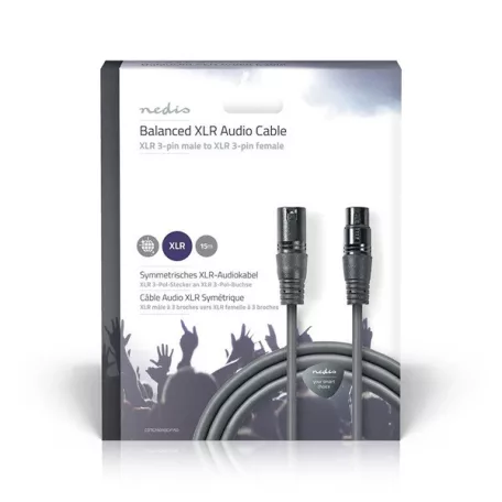 Nedis COTG15010GY150 balanced/szimmetrikus  XLR 3 tűs dugó | XLR 3 tűs aljzat, 15m