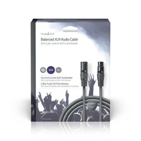 Nedis COTG15010GY200  balanced/szimmetrikus XLR 3 tűs dugó | XLR 3 tűs aljzat, 20m