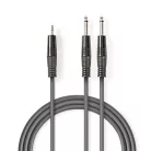 Nedis COTH23200GY30 félprofi audio kábel, 3,5mm sztero jack dugó - 2 x 6,35mm mono jack dugó, 3m, rugalmas