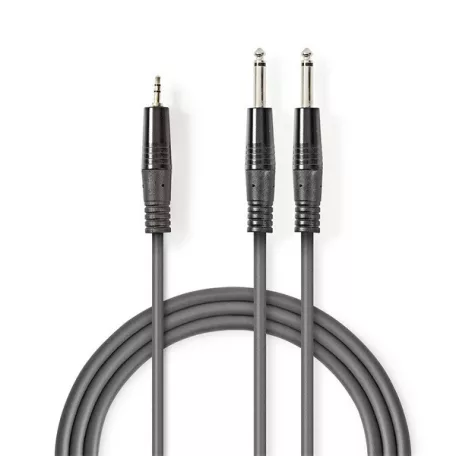 Nedis COTH23200GY30 félprofi audio kábel, 3,5mm sztero jack dugó - 2 x 6,35mm mono jack dugó, 3m, rugalmas