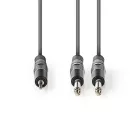 Nedis COTH23200GY30 félprofi audio kábel, 3,5mm sztero jack dugó - 2 x 6,35mm mono jack dugó, 3m, rugalmas