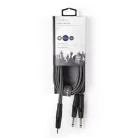 Nedis COTH23200GY30 félprofi audio kábel, 3,5mm sztero jack dugó - 2 x 6,35mm mono jack dugó, 3m, rugalmas
