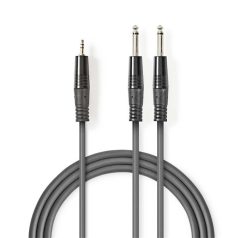   Nedis COTH23200GY50 félprofi audio kábel, 3,5mm sztero jack dugó - 2 x 6,35mm mono jack dugó, 5m, rugalmas
