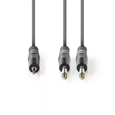   Nedis COTH23200GY50 félprofi audio kábel, 3,5mm sztero jack dugó - 2 x 6,35mm mono jack dugó, 5m, rugalmas