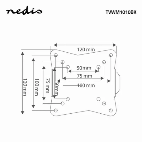 Nedis TVWM1010BK LCD TV / monitor fali tartó konzol, 13-27",  max. teherbírás 30 kg, faltáv:20mm, acél