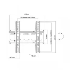   SBOX PLB-2522T-2 Fali konzol,dönthető,23-43 (58-109cm),45Kg,VESAmax:200x200