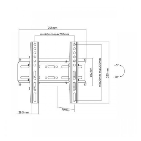 SBOX PLB-2522T-2 Fali konzol,dönthető,23-43 (58-109cm),45Kg,VESAmax:200x200