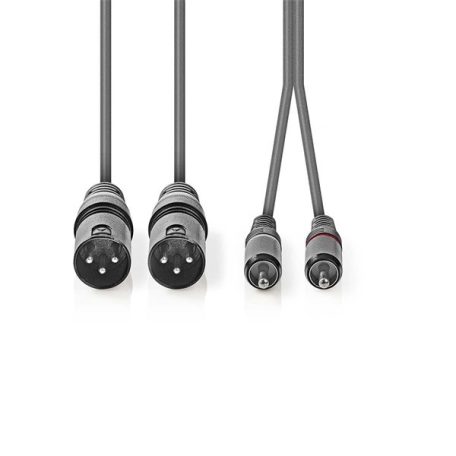 Nedis COTH15210GY15 balanced/szimmetrikus félprofi XLR audio kábel, 2x XLR 3 tűs dugó - 2x RCA dugó, 1,5m
