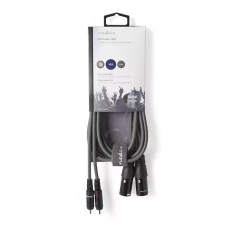 Nedis COTH15210GY15 unbalanced/aszimmetrikus félprofi XLR audio kábel, 2x XLR 3 tűs dugó - 2x RCA dugó, 1,5m