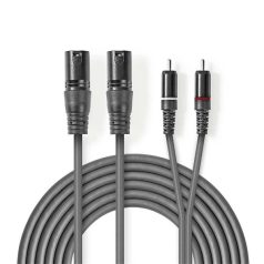   Nedis COTH15210GY30 balanced/szimmetrikus félprofi XLR audio kábel, 2x XLR 3 tűs dugó - 2x RCA dugó, 3m