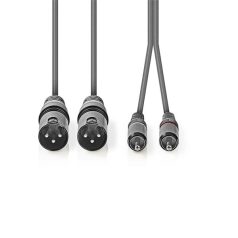   Nedis COTH15210GY30 balanced/szimmetrikus félprofi XLR audio kábel, 2x XLR 3 tűs dugó - 2x RCA dugó, 3m