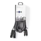 Nedis COTH15210GY30 unbalanced/aszimmetrikus félprofi XLR audio kábel, 2x XLR 3 tűs dugó - 2x RCA dugó, 3m