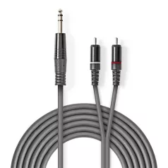   Nedis COTH23300GY15 félprofi XLR audio kábel, 6,35mm sztereo jack dugó - 2x RCA dugó, 1,5m