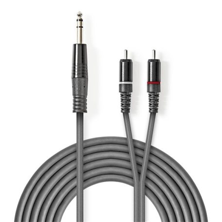 Nedis COTH23300GY15 félprofi XLR audio kábel, 6,35mm sztereo jack dugó - 2x RCA dugó, 1,5m
