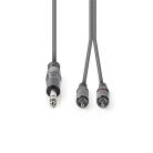 Nedis COTH23300GY15 félprofi XLR audio kábel, 6,35mm sztereo jack dugó - 2x RCA dugó, 1,5m