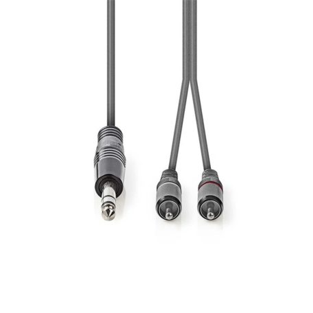 Nedis COTH23300GY15 félprofi XLR audio kábel, 6,35mm sztereo jack dugó - 2x RCA dugó, 1,5m