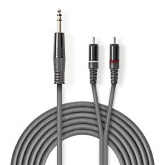   Nedis COTH23300GY30 félprofi XLR audio kábel, 6,35mm sztereo jack dugó - 2x RCA dugó, 3m
