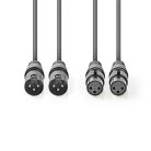 Nedis COTH15030GY15 balanced/szimmetrikus félprofi XLR audio kábel, 2 x XLR 3p dugó - 2 x XLR 3p aljzat, 1.5m, rugalmas