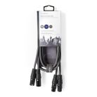 Nedis COTH15030GY15 balanced/szimmetrikus félprofi XLR audio kábel, 2 x XLR 3p dugó - 2 x XLR 3p aljzat, 1.5m, rugalmas